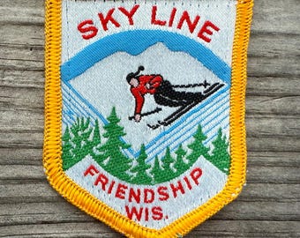 1960's SKYLINE SKI AREA Patch, Friendship Wisconsin, Vintage Skiing Lost Area