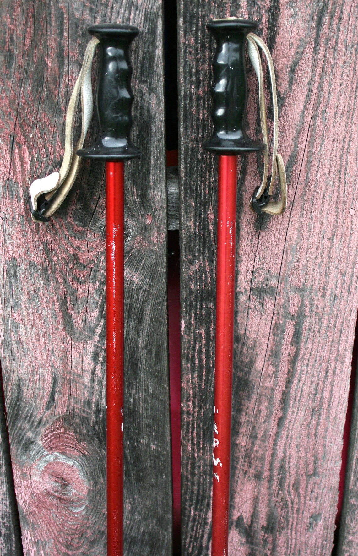 Vintage KERMA SKI POLES 45 Aluminum Shaft Snowflake Baskets Leather