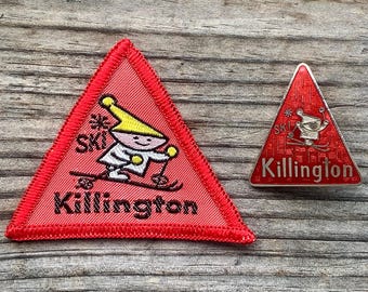 1960's KILLINGTON Ski Patch & Pin Set Vermont Skiing Special Lot Travel Pico Vintage Antique
