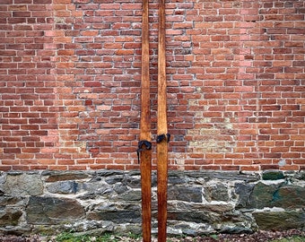 c.1890 Antique NORDIC Wooden Skis Original Authentic Handmade SCANDINAVIAN Vintage Ski Extra Long 9'