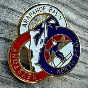 1980's KEYSTONE / North Peak /  ARAPAHOE BASIN Vintage Ski Pin, Colorado Skiing Travel, Summit County