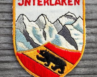 1960's INTERLAKEN Vintage Ski Patch, Switzerland Bern, Mountains