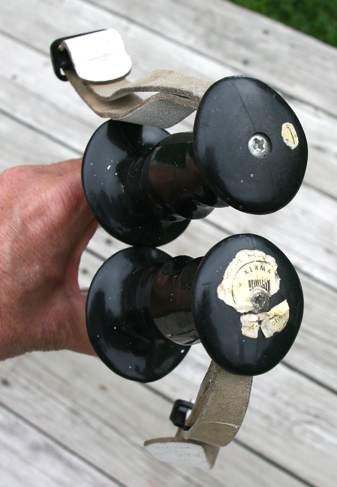 Vintage KERMA SKI POLES 45 Aluminum Shaft Snowflake Baskets Leather