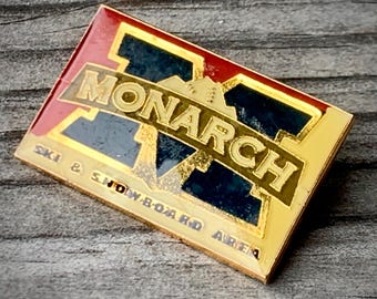 1980's MONARCH MOUNTAIN "Ski & Snowboard Area" Pin, COLORADO Salida Pass, Vintage Skiing Souvenir, Travel Badge