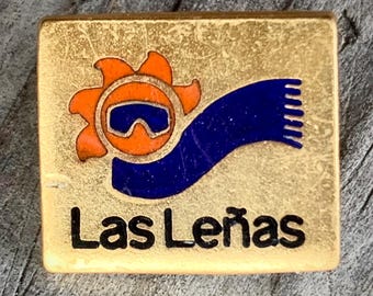 1980's LAS LENAS Ski Pin, ARGENTINA, Vintage Skiing Souvenir, South America Travel Badge
