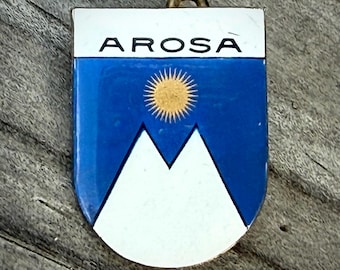 1970's AROSA Vintage Ski Pin, Switzerland Grisons, Lenzerheide Weisshorn, Tie Tack