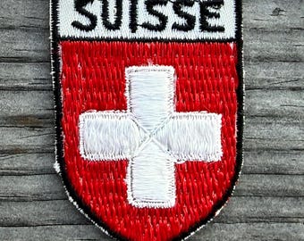 1960's SUISSE Vintage Ski Patch, Switzerland Coat of Arms, Matterhorn St Moritz Zermatt