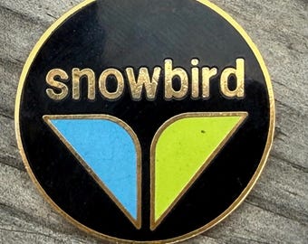 1970's SNOWBIRD Ski Pin, Vintage Enamel Pinback, UTAH Alta, Skiing Travel Souvenir