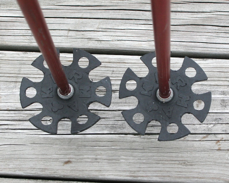 Vintage KERMA SKI POLES 45 Aluminum Shaft Snowflake Baskets Leather