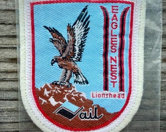 1970s VAIL Eagles Nest @ Lionshead Ski Patch, Vintage Colorado Souvenir, Felt Travel Badge
