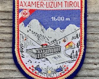1960's AXAMER LIZUM Vintage Ski Patch Innsbruck Austria Skiing OLYMPICS Tirol Travel Badge Tyrol Ecusson