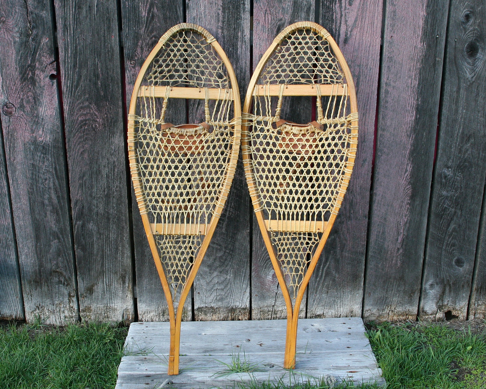 Vintage FABER WOODEN SNOWSHOES 14 x 42 Bearpaw Etsy