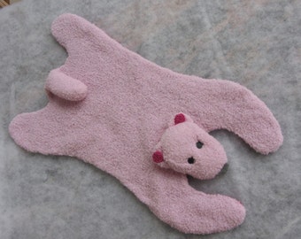 All natural alpaca/wool pink bear rug.