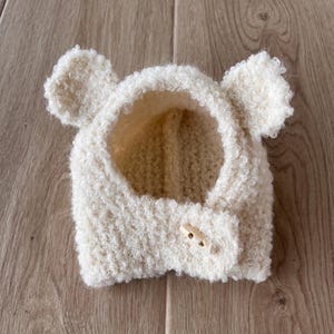 All natural alpaca boucle baby balaclava hat. Size 0-3 months.
