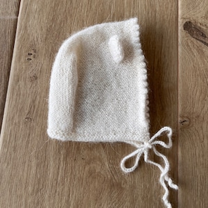 All natural alpaca baby bonnet. Size newborn.