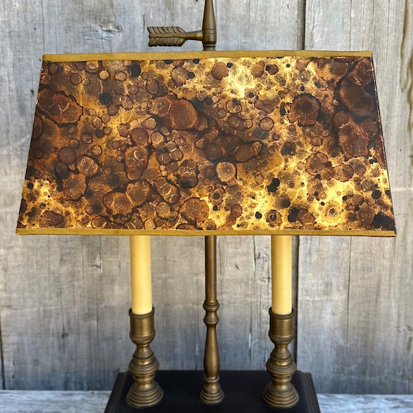 Vintage Chapman French Style 2-Arm Boulliotte Lamp w/ Tortoiseshell Shade 1985