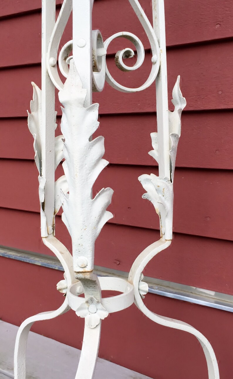 Antique White Wrought Iron 47 Plant Stand with Acanthus Etsy