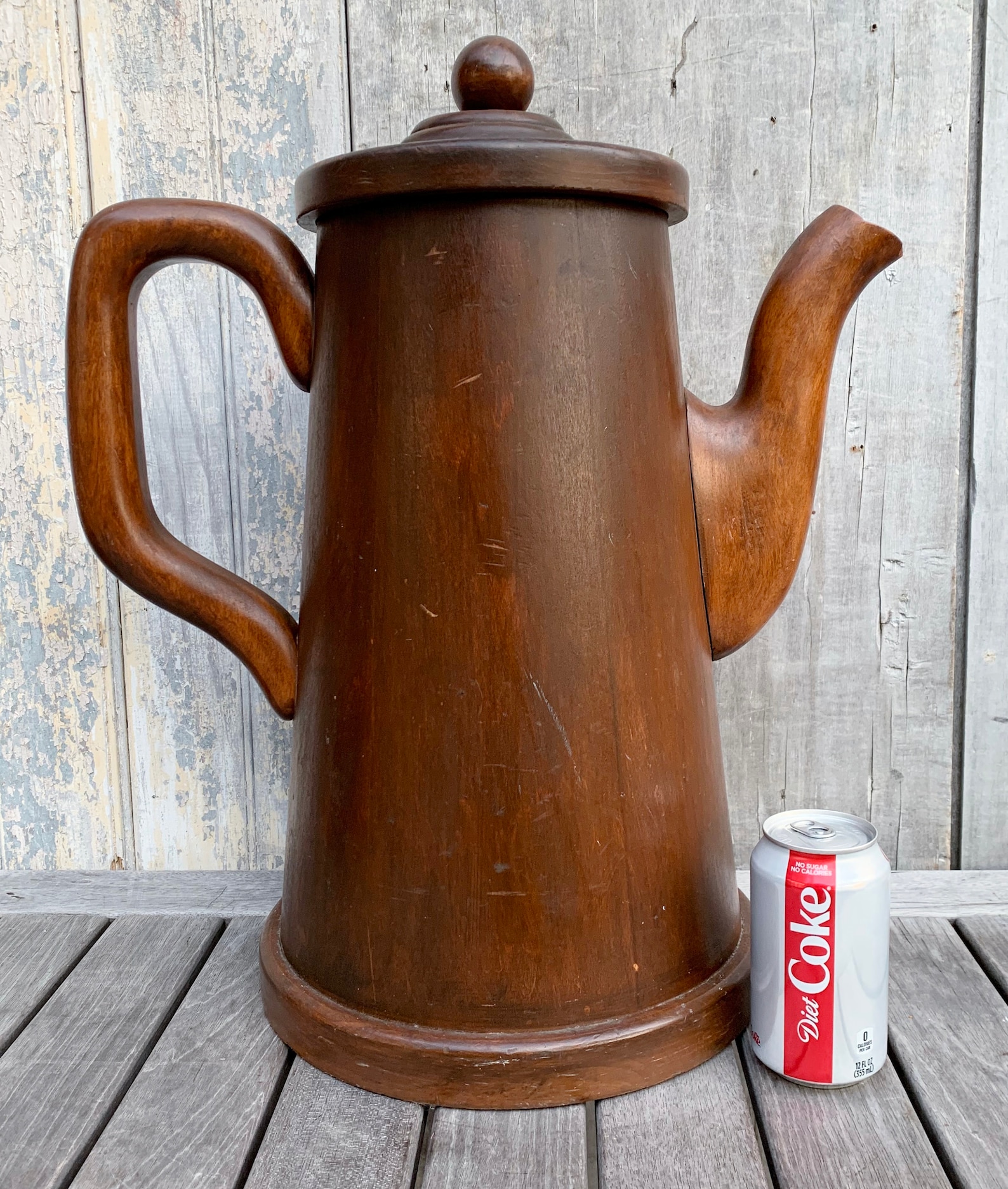 Antique Giant Wooden Coffee Tea Pot Display from The Steaming Etsy
