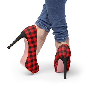 buffalo plaid high heels