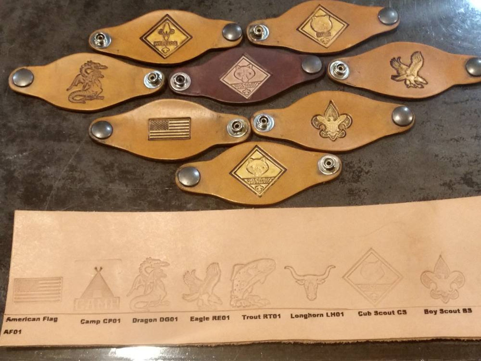 Hand tooled leather neckerchief slide Etsy