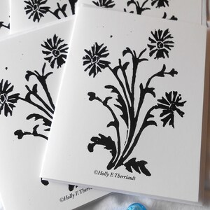 Silhouette Wild Flower Print Art Note Card, Nature Inspired Wild Flowers Note Card, Silhouette Flower Blank Note Card