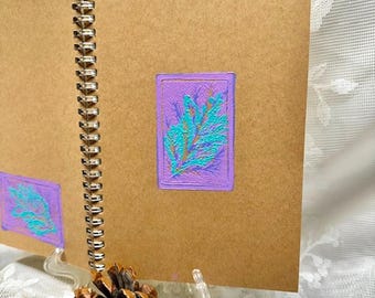Hand Printed Linocut Journal: Abstract Art Pine Branch, Kraft Cover