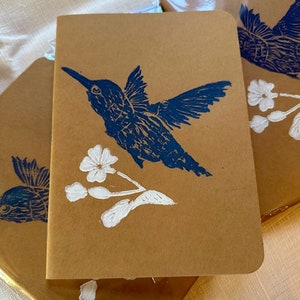 Hummingbird Linocut Journal: Hand Printed Artist Notebook