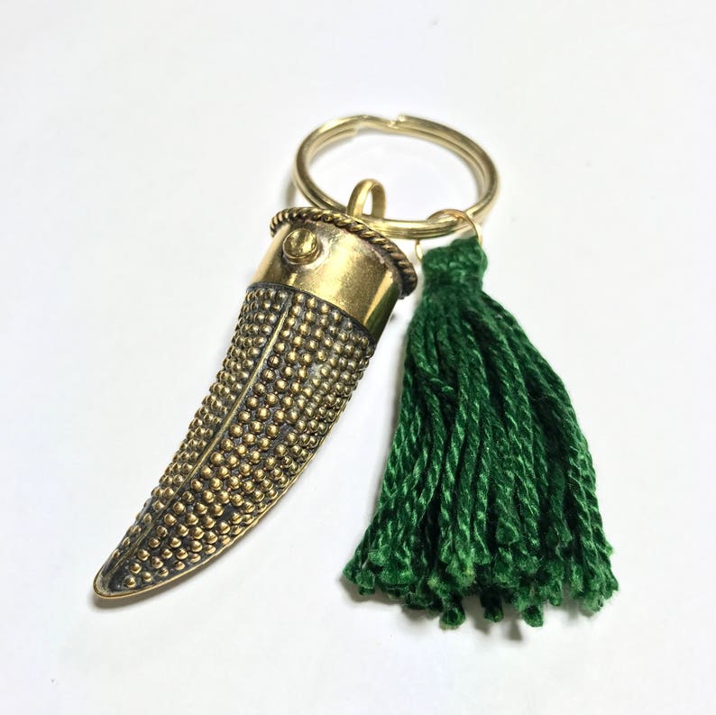 Dotted Tusk Horn Tassel Keychain image 1