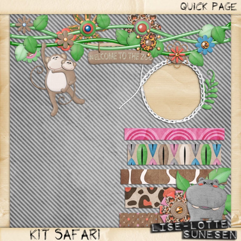 SAFARI A Digital Scrapbooking Kit Safari Zoo Animals Etsy