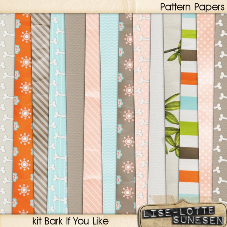 Digital Scrapbook Kit Dog Pattern Paper Puppy Scrapbook Etsy