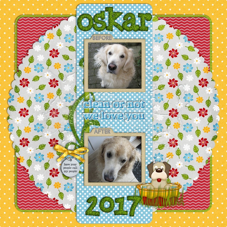 Digital Scrapbook Kit Dog Pattern Paper Puppy Scrapbook Etsy