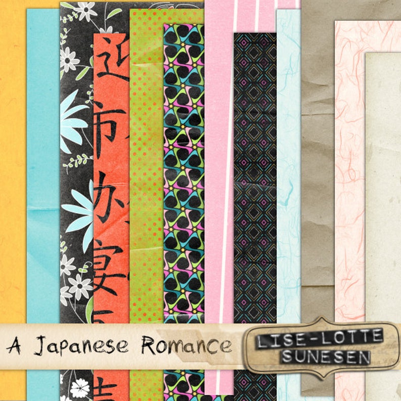 Digital Scrapbook Kit Asian Pattern Paper Japanese Scrapbook Etsy