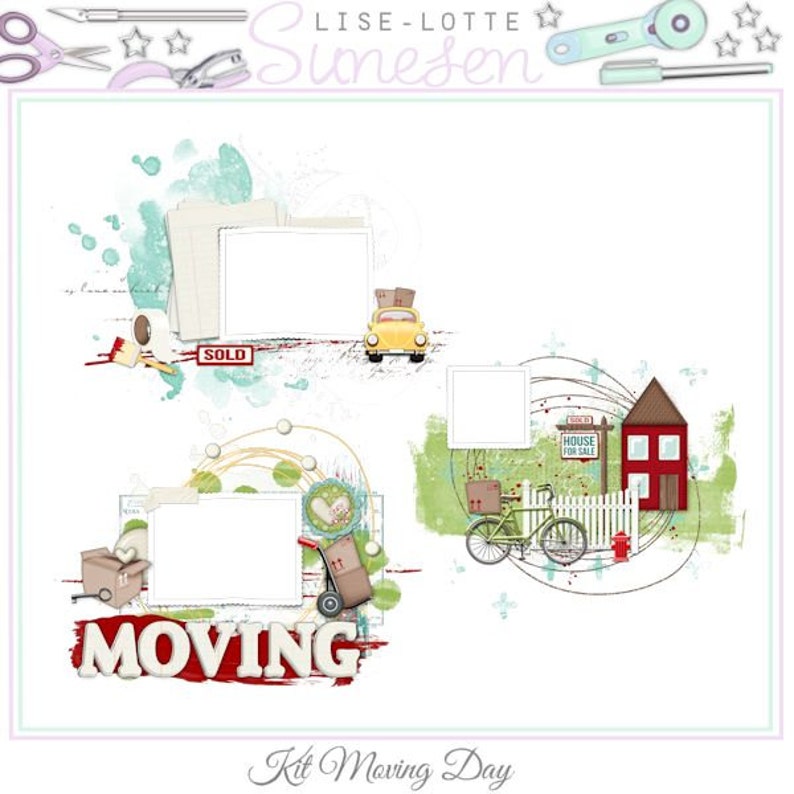 Digital Scrapbook Kit Moving Pattern Paper New Home Etsy