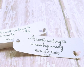 A sweet ending to a new beginning tag, wedding tag, thank you tag, bridal shower, baby shower, thank you, wedding favor, bubble tag  (058)