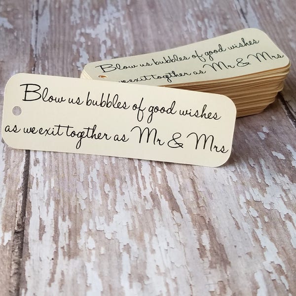 Blow us bubbles of good wishes as we exit together, Bubble Favor Tag, Wedding Tag, Bridal Shower, Wedding Favor, Favor Tag, Send Off  (150)