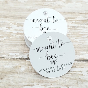 Meant to bee, honey tags, bridal shower favor, wedding favor, honey stick, wedding tag, coral, a sweet thank you (346B)