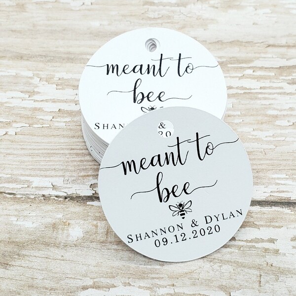 Meant to bee, honey tags, bridal shower favor, wedding favor, honey stick, wedding tag, coral, a sweet thank you (346B)