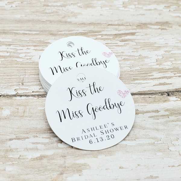 Kiss the Miss Goodbye, Bridal Shower Favor, Bachelorete Party, Lip Balm favor, chocolates favor, bridal party gift, thank you tag (459)