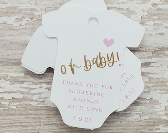 Oh Baby, Thank you tag, thank you for showering us baby shower tag, body suit shaped tag, baby sprinkle, baby clothes tag, baby shower (476)