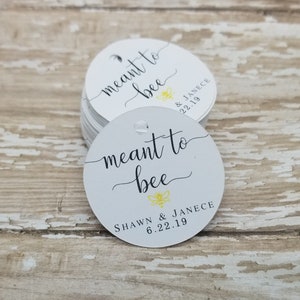 Meant to bee, honey tags, bridal shower favor, wedding favor, honey stick, wedding tag, coral, a sweet thank you (346B)