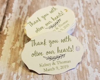 Thank you with olive our hearts, Olive Oil Favor, olive branch, olive you, infused with love, olive our love, wedding tag, favor  (256C)