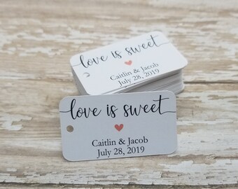 O amor é doce, Mini Etiqueta, Etiquetas Pequenas de Agradecimento para Lembrancinhas, biscoito, donut, Casamento Elegante, Chá de Panela, Chá de Bebê, Agradecimento Retangular (413)