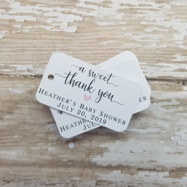 a sweet thank you, Mini Tag, Small Thank You Favor Tags, cookie, Wedding Elegant, Bridal Shower, Baby Shower, Rectangle thank you (414)
