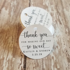 Thank you for making our day so sweet, wedding favor, baby shower tag, bridal shower tag, sweet treat, donut tag, candy favor (344)