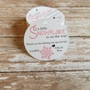 A little snowflake is on the way baby shower tag, Winter Baby Shower, Snowflake, Pregnancy Announcement Tag, Winter Baby (080P)