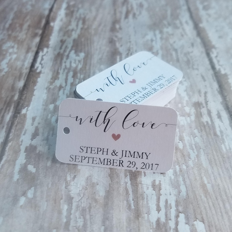 With Love, Elegant Rectangle Tag, Small Favor Tag, Wedding Tags, Bridal Shower Tag, Succulent Tag, Small Favor Tag, Baby Shower 262 image 2