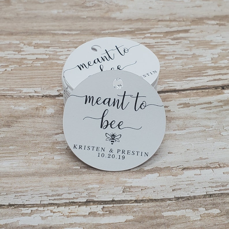 Meant to bee, honey tags, bridal shower favor, wedding favor, honey stick, wedding tag, coral, a sweet thank you 346B image 2