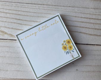 Personalized 3x3 Notepad | Custom Note Pad | Small Custom Notepad | a sunny little note | Sunflowers | Cottagecore (016)