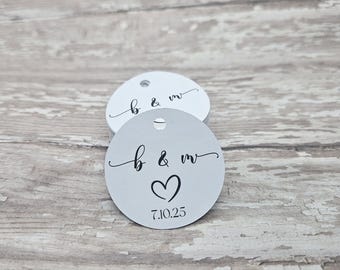 Modern Monogram Wedding Favor Tag, Wedding Tag, Favor, Bridal Shower, Baby Shower, Thank you tag, 1.5" Round Tag, Mini Tag, Trendy  (546)