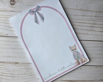 A clever little note | 5x7 Notepad | Custom To Do List | Personalized Notepad | Cottagecore | Fox | Custom Notepad (017)